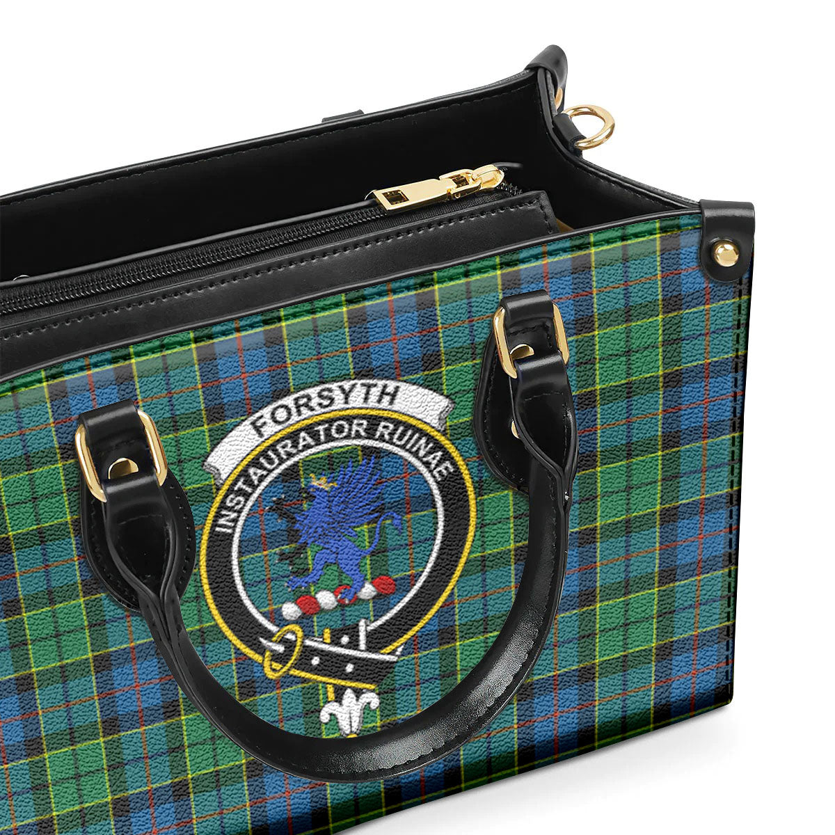 Forsyth Ancient Tartan Crest Leather Handbag