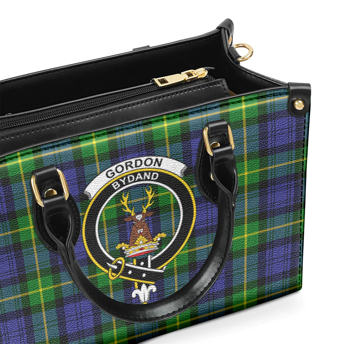 Gordon Modern Tartan Crest Leather Handbag