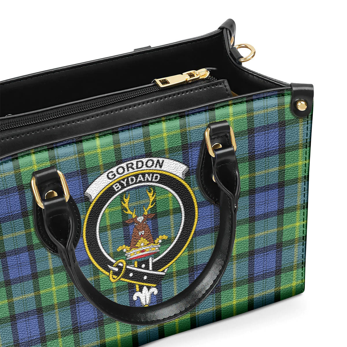 Gordon Old Ancient Tartan Crest Leather Handbag