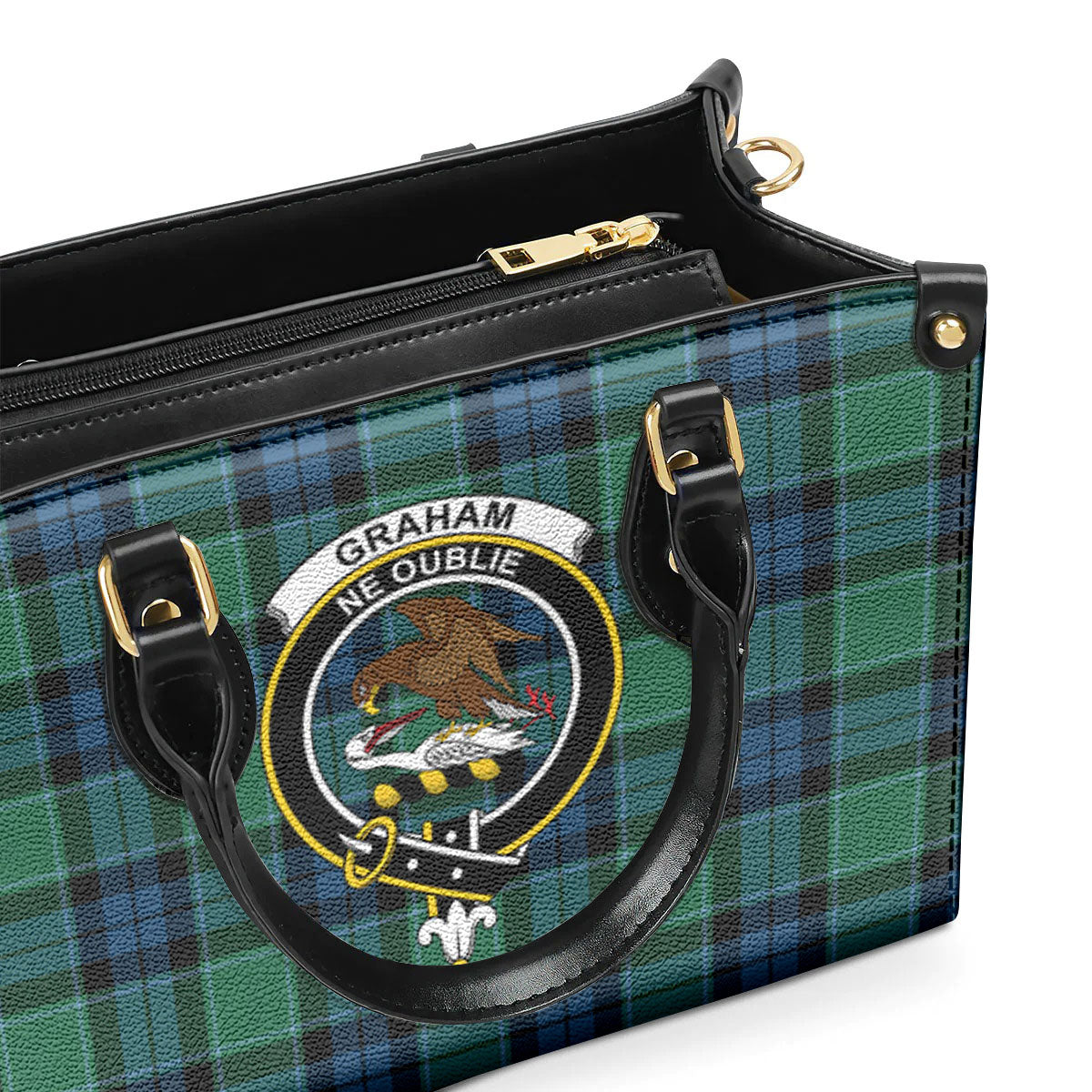 Graham of Menteith Ancient Tartan Crest Leather Handbag