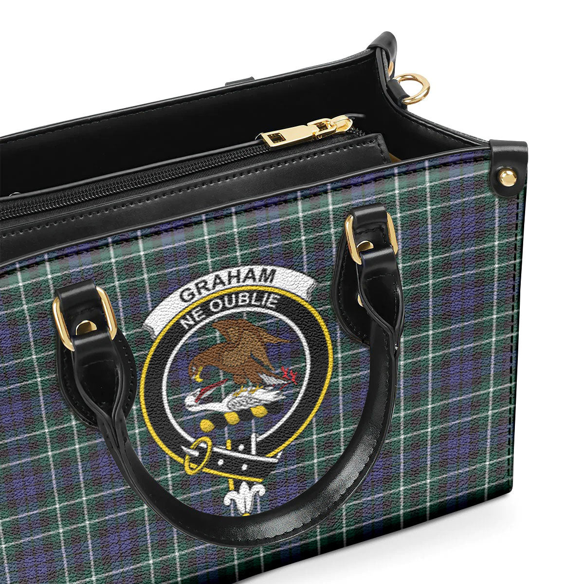 Graham of Montrose Modern Tartan Crest Leather Handbag