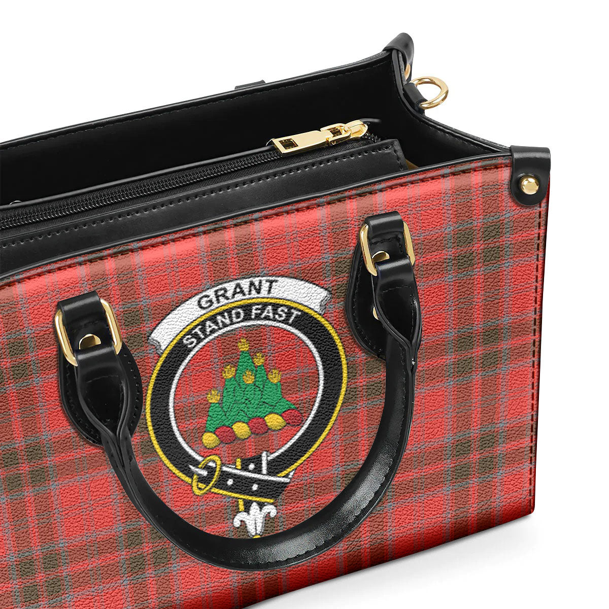 Grant Weathered Tartan Crest Leather Handbag