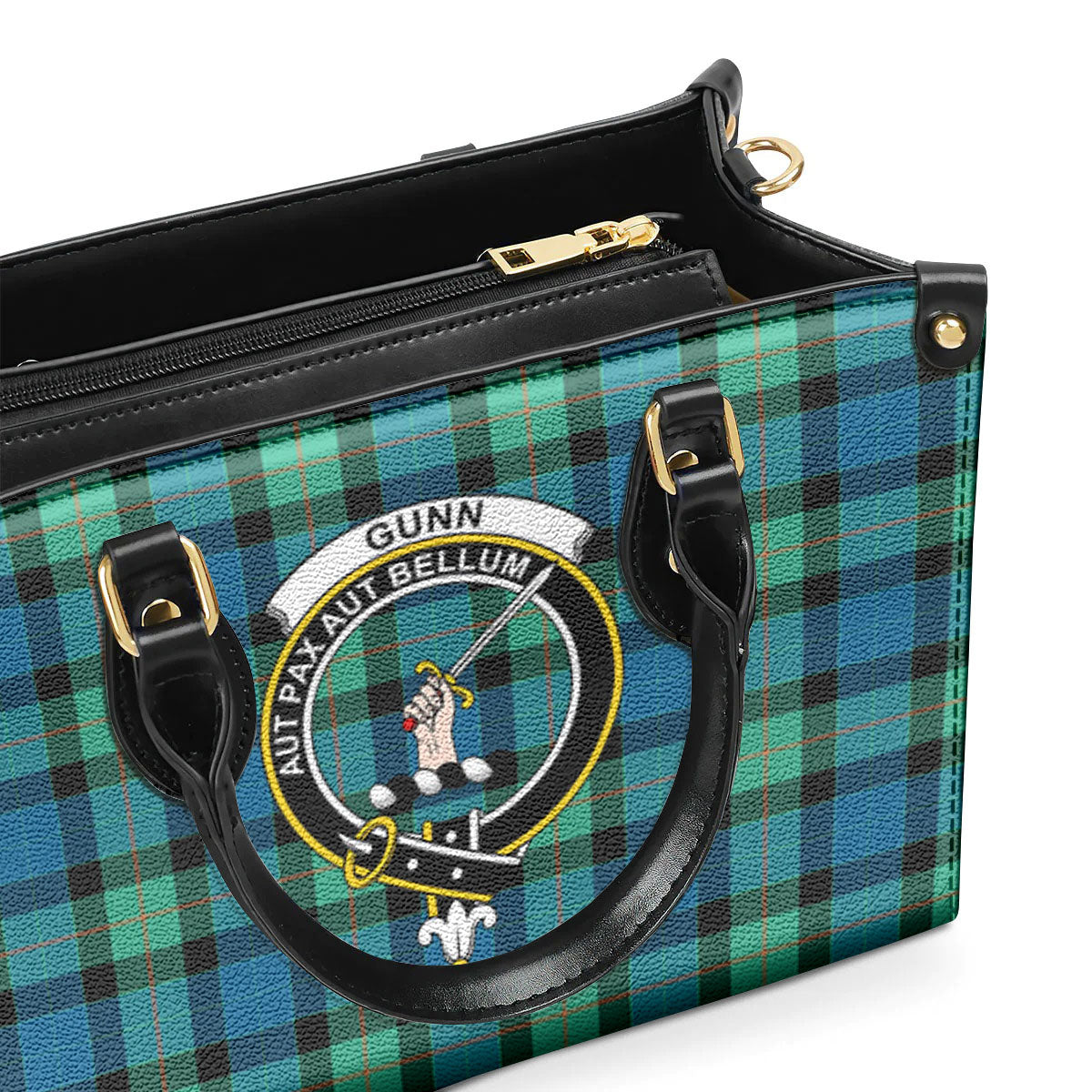 Gunn Ancient Tartan Crest Leather Handbag