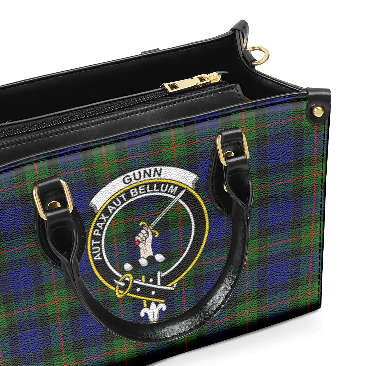 Gunn Modern Tartan Crest Leather Handbag