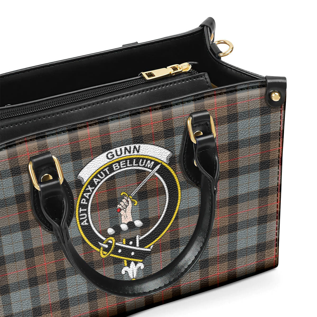 Gunn Weathered Tartan Crest Leather Handbag