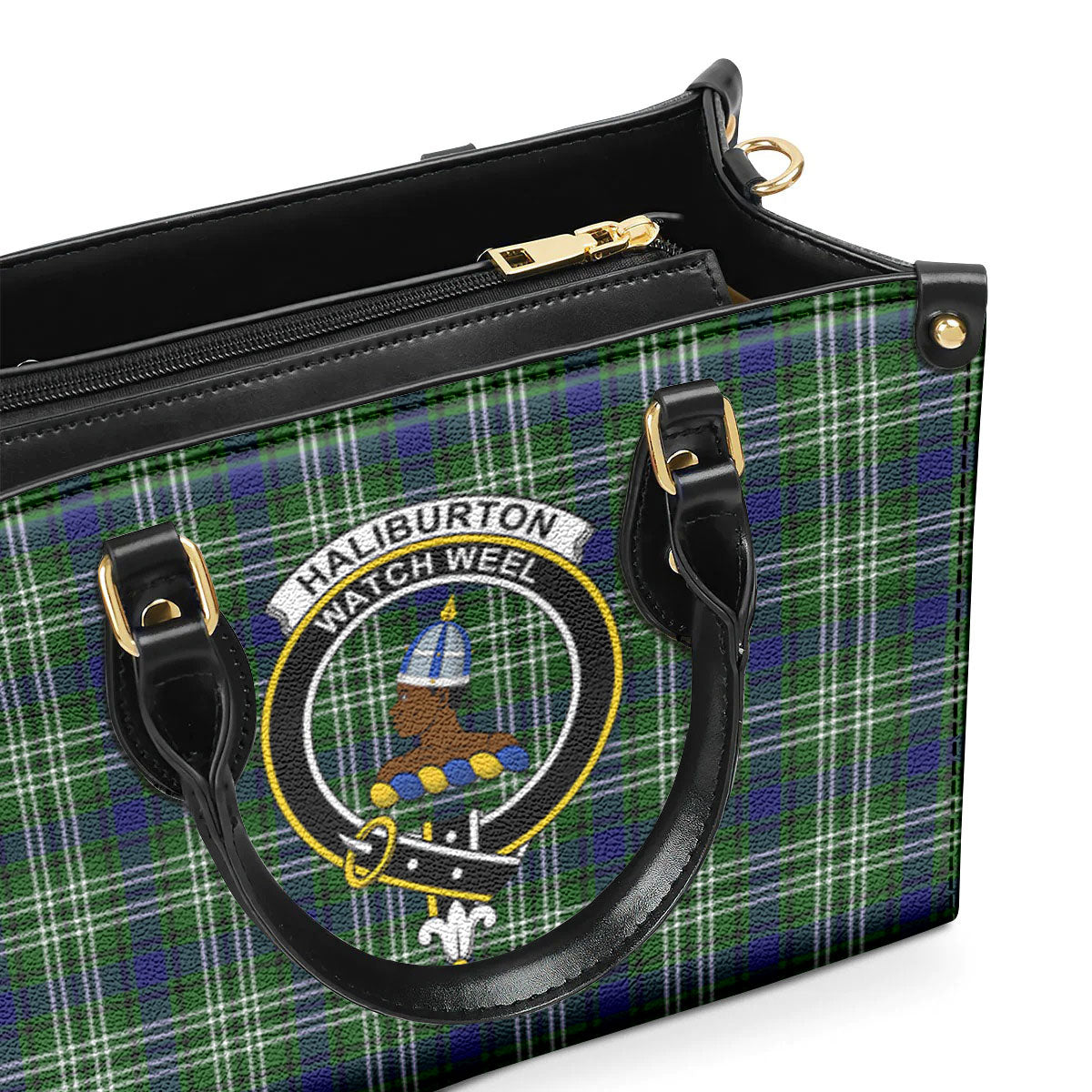 Haliburton Tartan Crest Leather Handbag