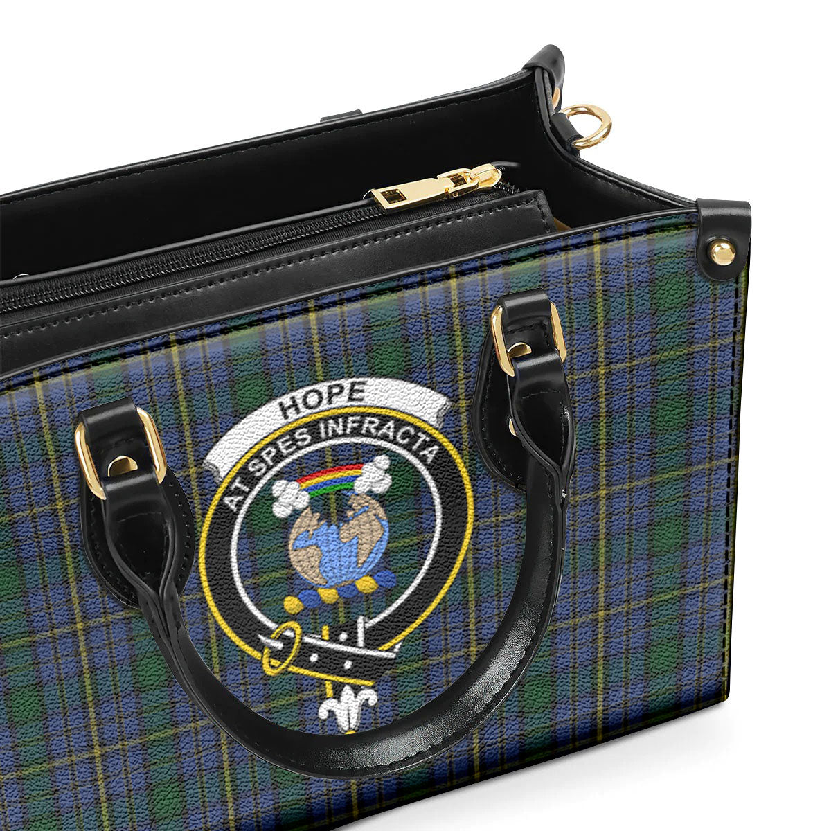 Hope Tartan Crest Leather Handbag