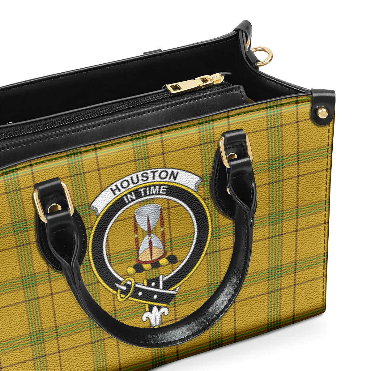 Houston Tartan Crest Leather Handbag