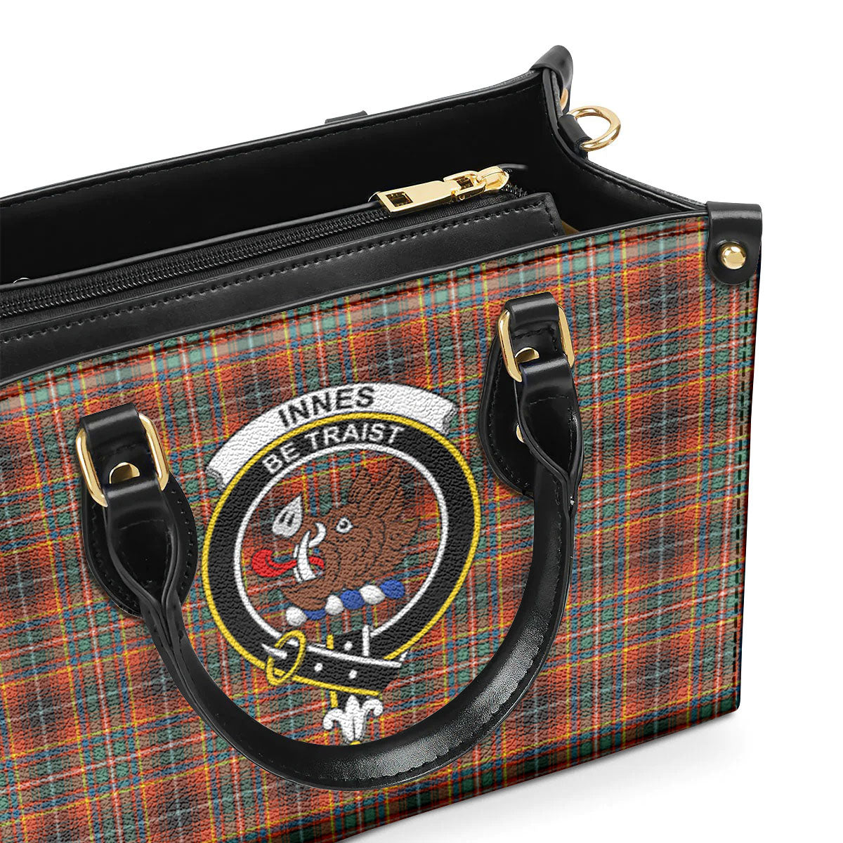 Innes Ancient Tartan Crest Leather Handbag