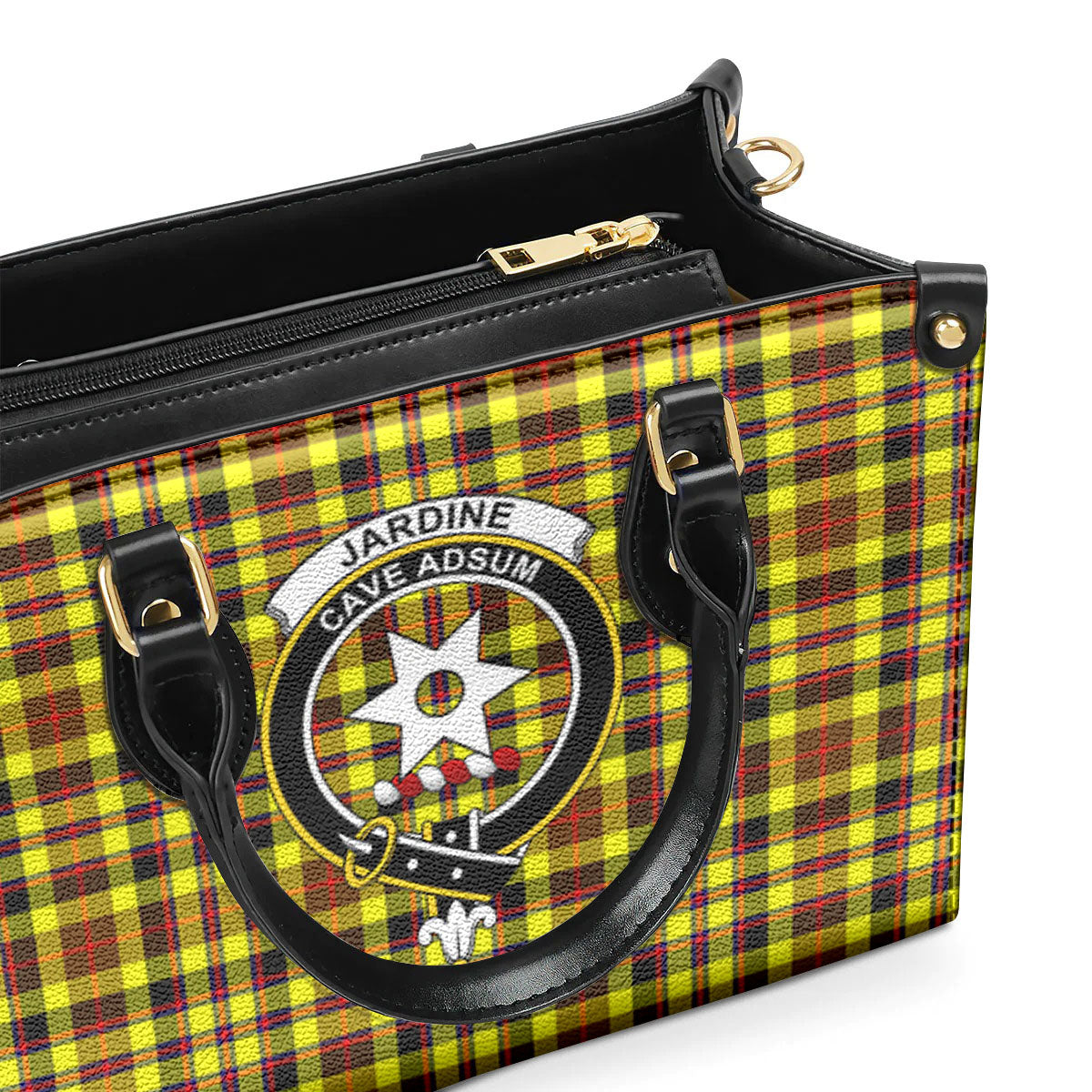 Jardine Tartan Crest Leather Handbag