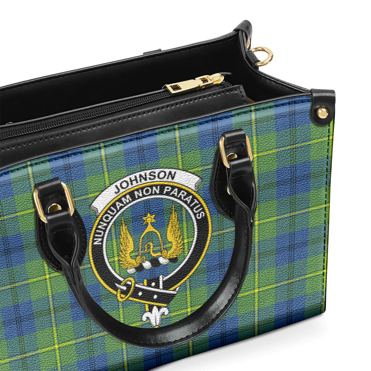 Johnson Ancient Tartan Crest Leather Handbag