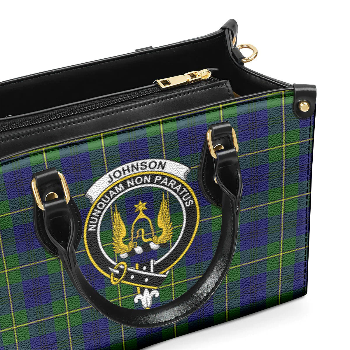 Johnson Modern Tartan Crest Leather Handbag