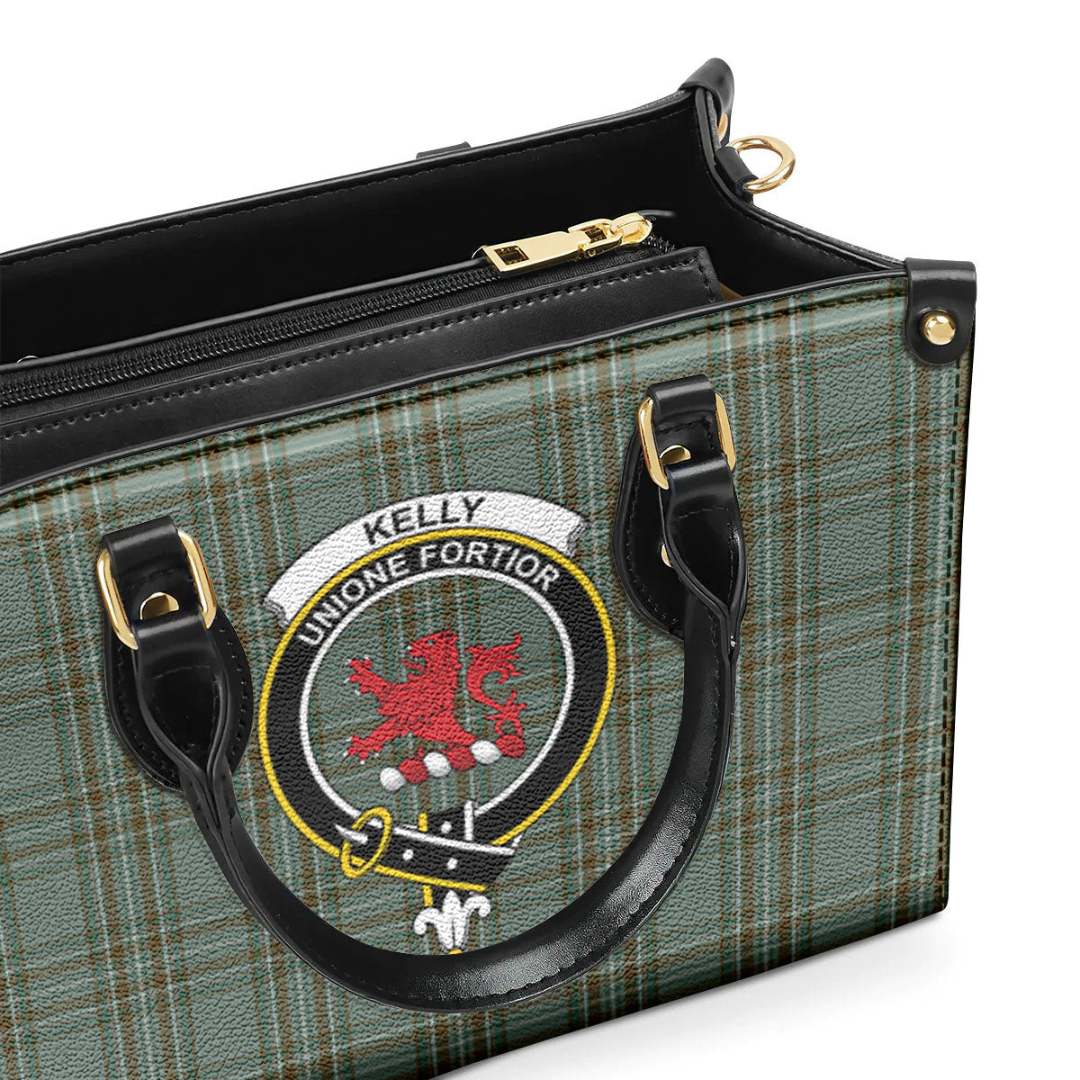 Kelly Dress Tartan Crest Leather Handbag