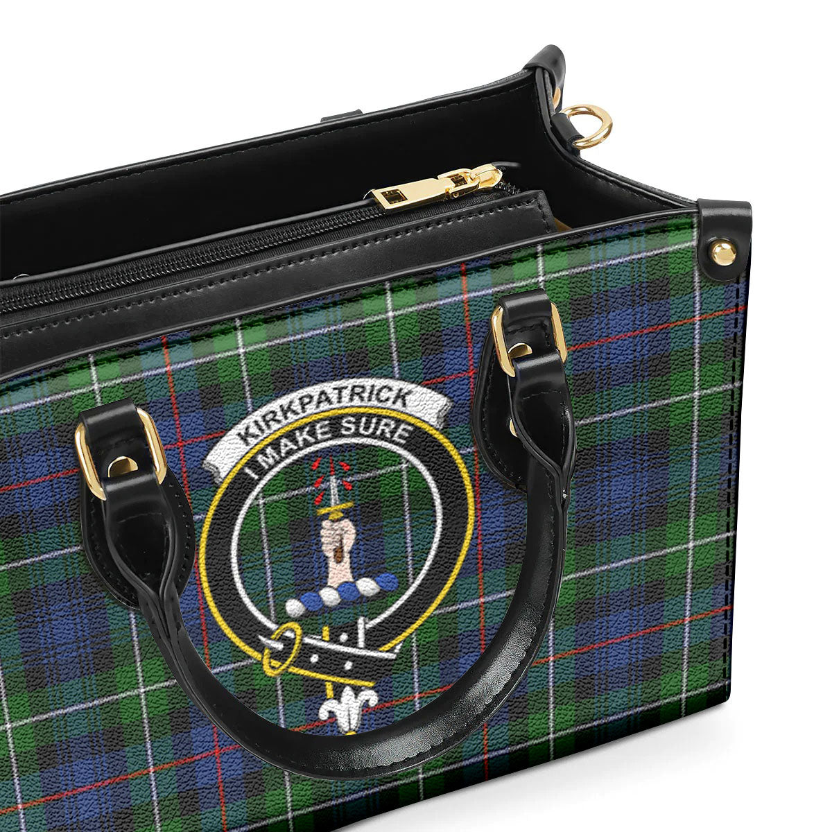 Kirkpatrick Tartan Crest Leather Handbag