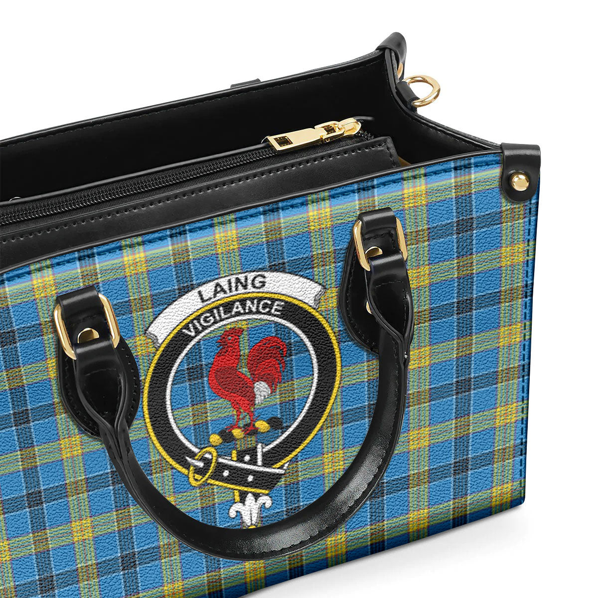 Laing Tartan Crest Leather Handbag