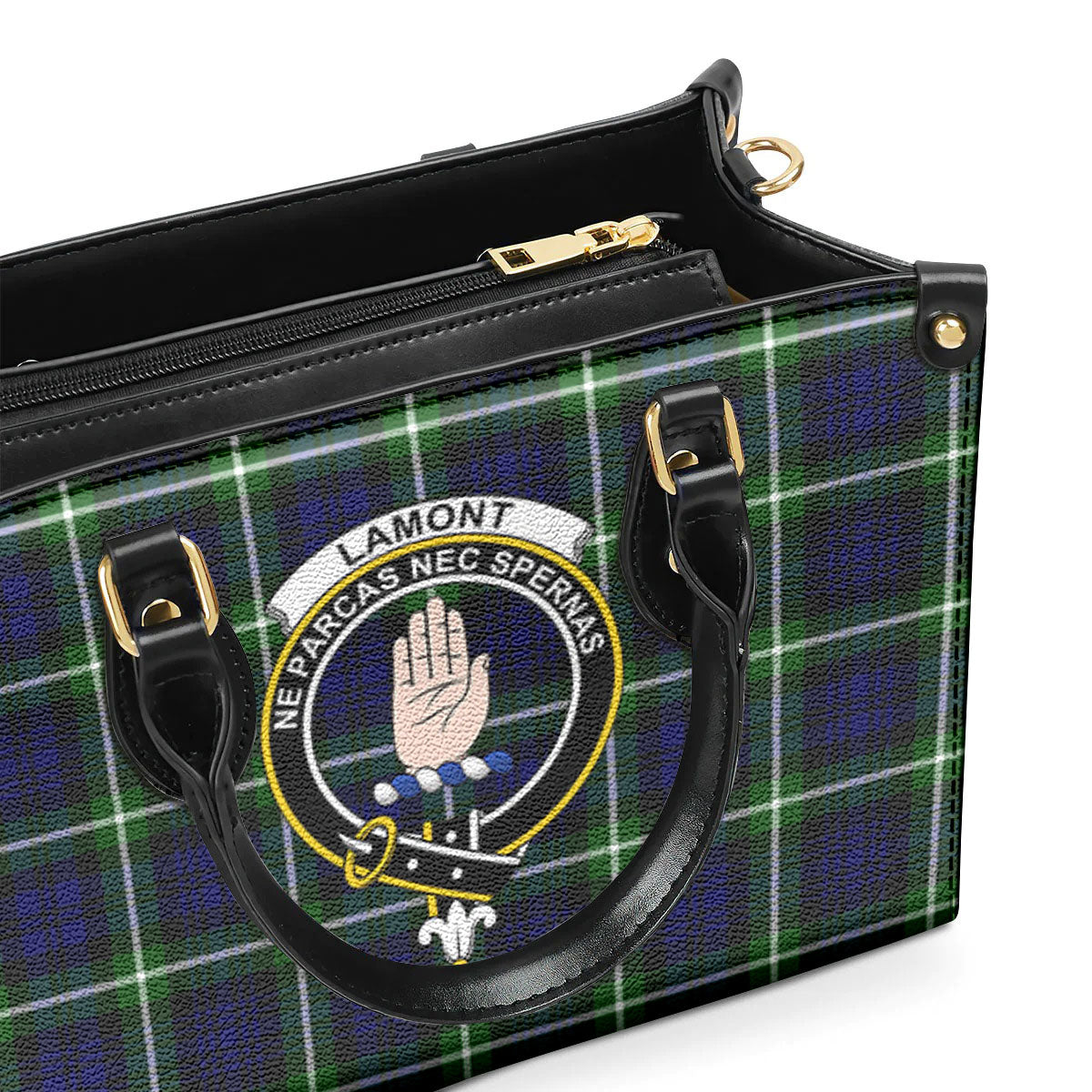 Lamont Modern Tartan Crest Leather Handbag