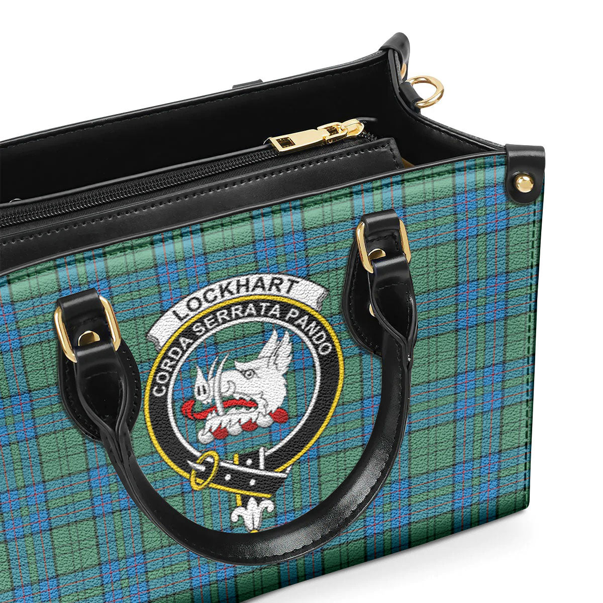 Lockhart Tartan Crest Leather Handbag