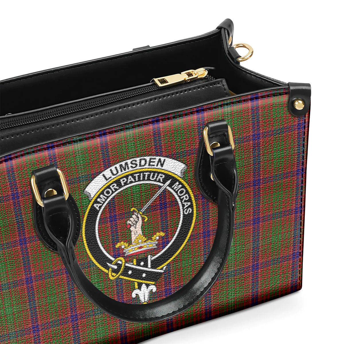 Lumsden Tartan Crest Leather Handbag