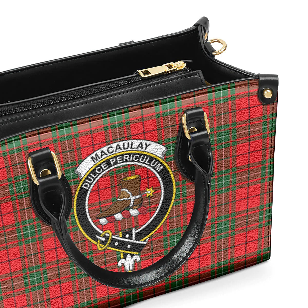 MacAulay Modern Tartan Crest Leather Handbag