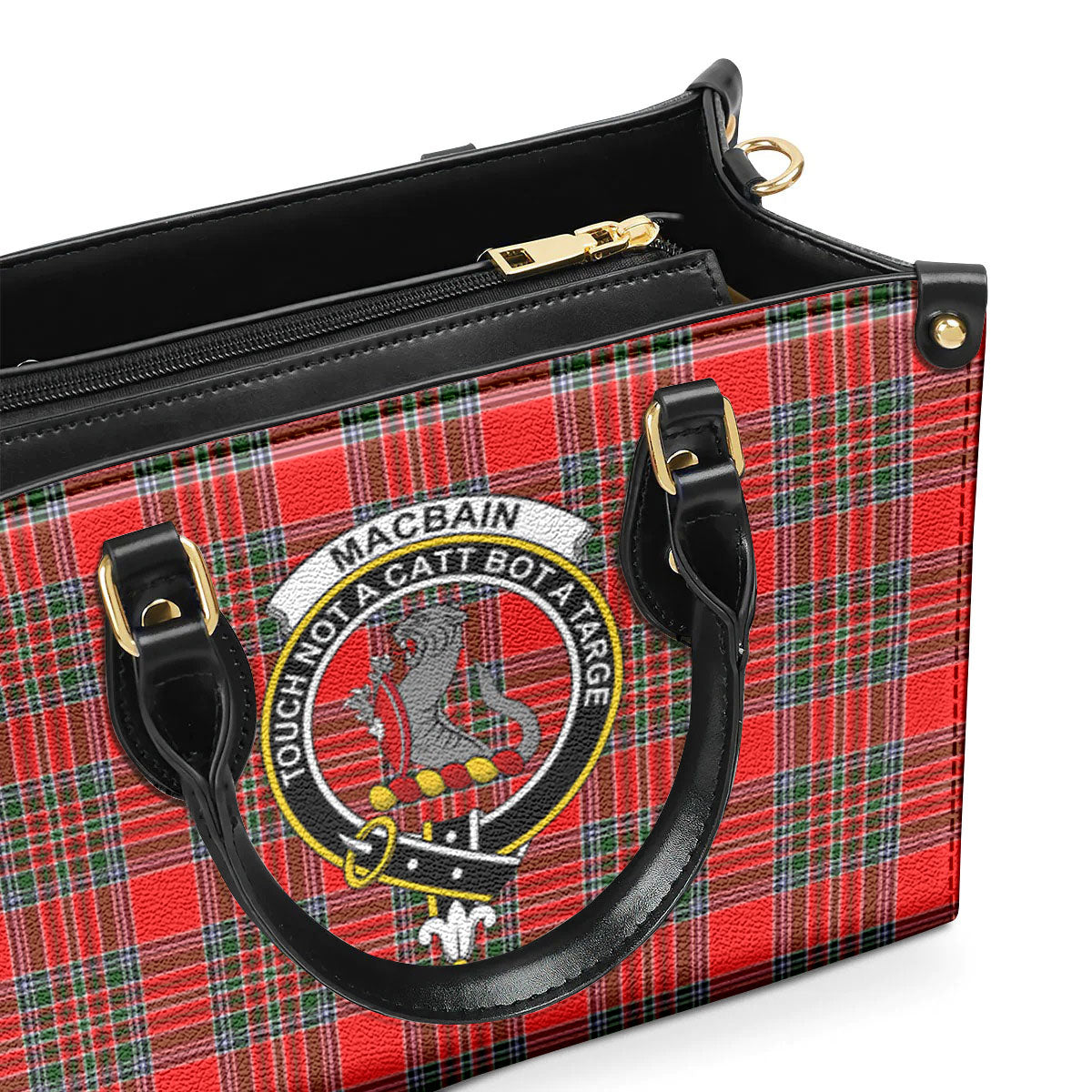 MacBain Tartan Crest Leather Handbag