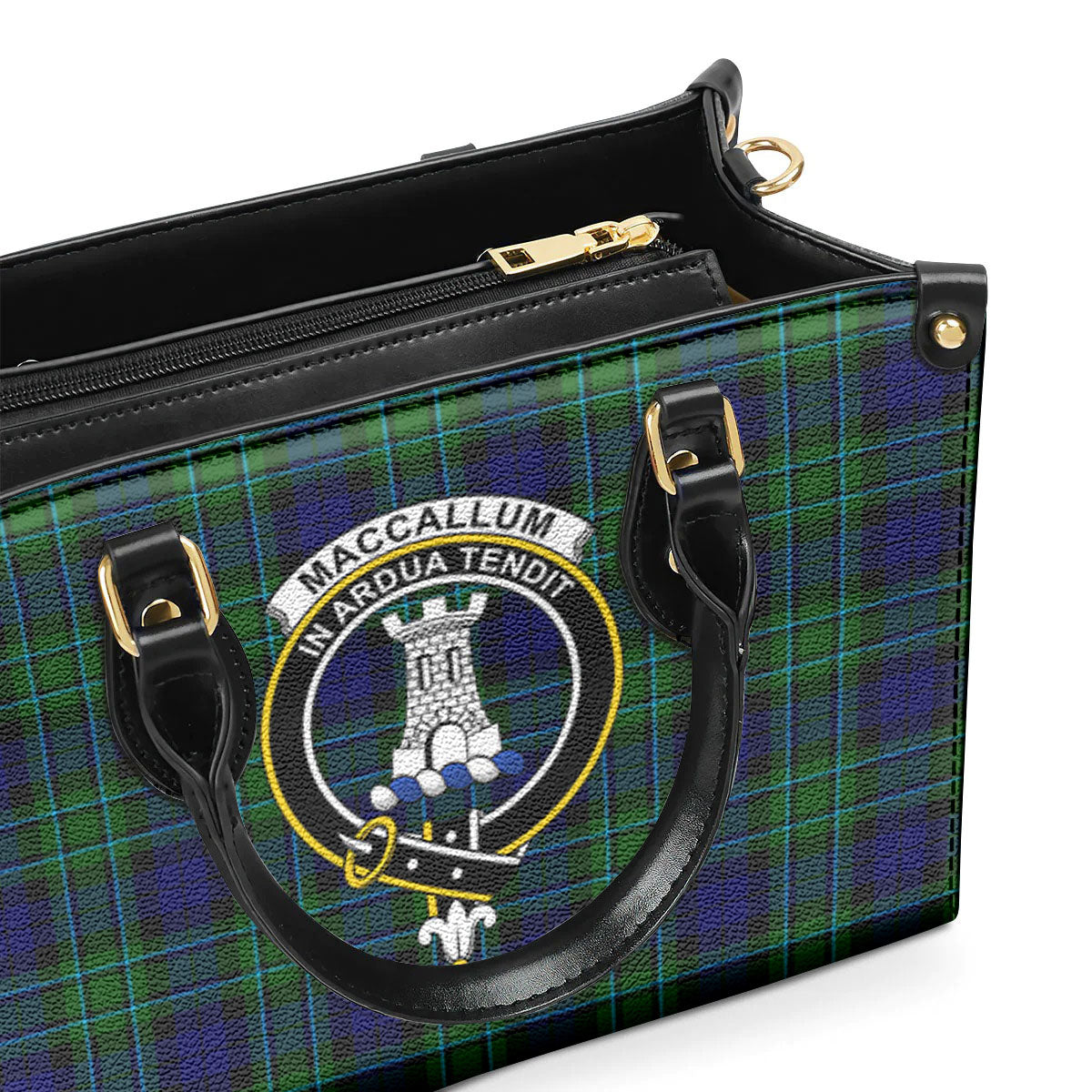 MacCallum Modern Tartan Crest Leather Handbag