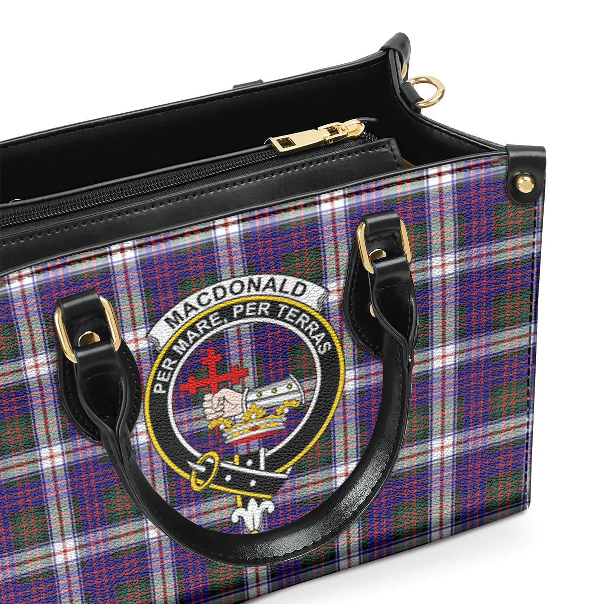 MacDonald Dress Modern Tartan Crest Leather Handbag