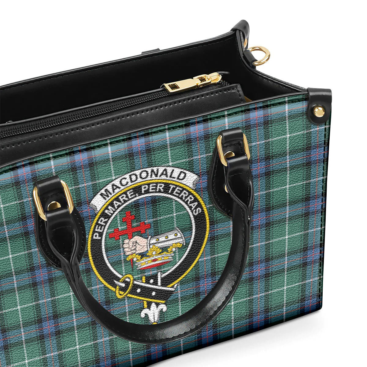 MacDonald of the Isles Hunting Ancient Tartan Crest Leather Handbag