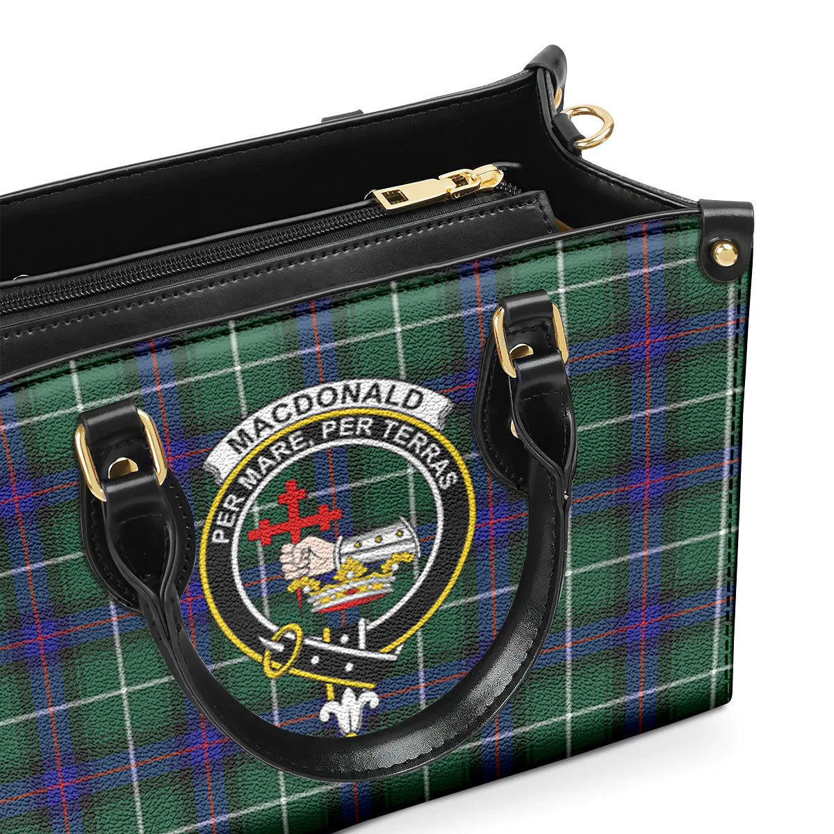 MacDonald of the Isles Hunting Modern Tartan Crest Leather Handbag