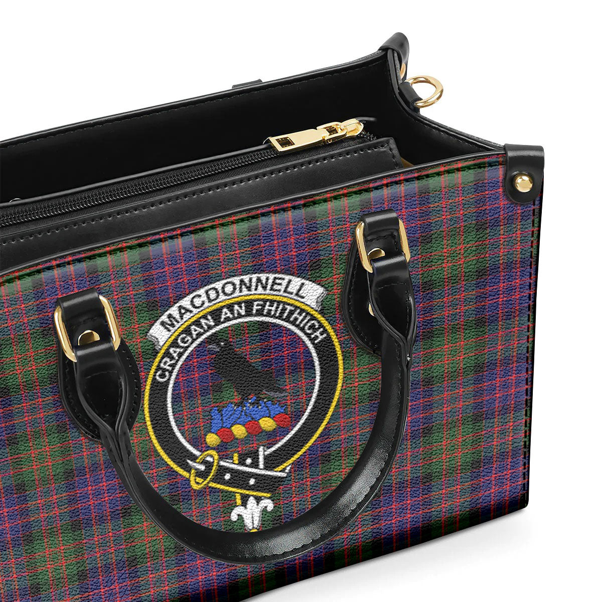 MacDonnell of Glengarry Modern Tartan Crest Leather Handbag