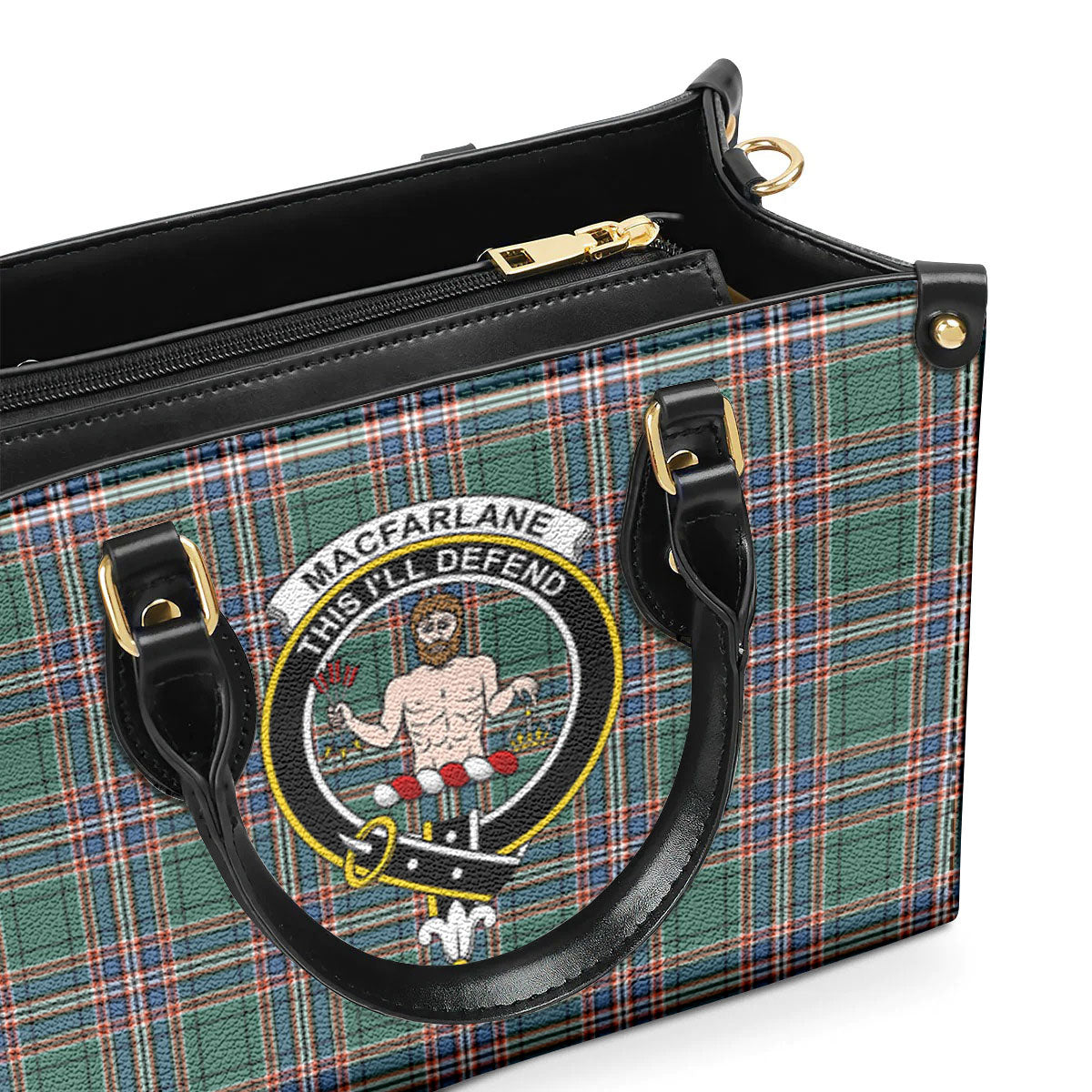 MacFarlane Hunting Ancient Tartan Crest Leather Handbag