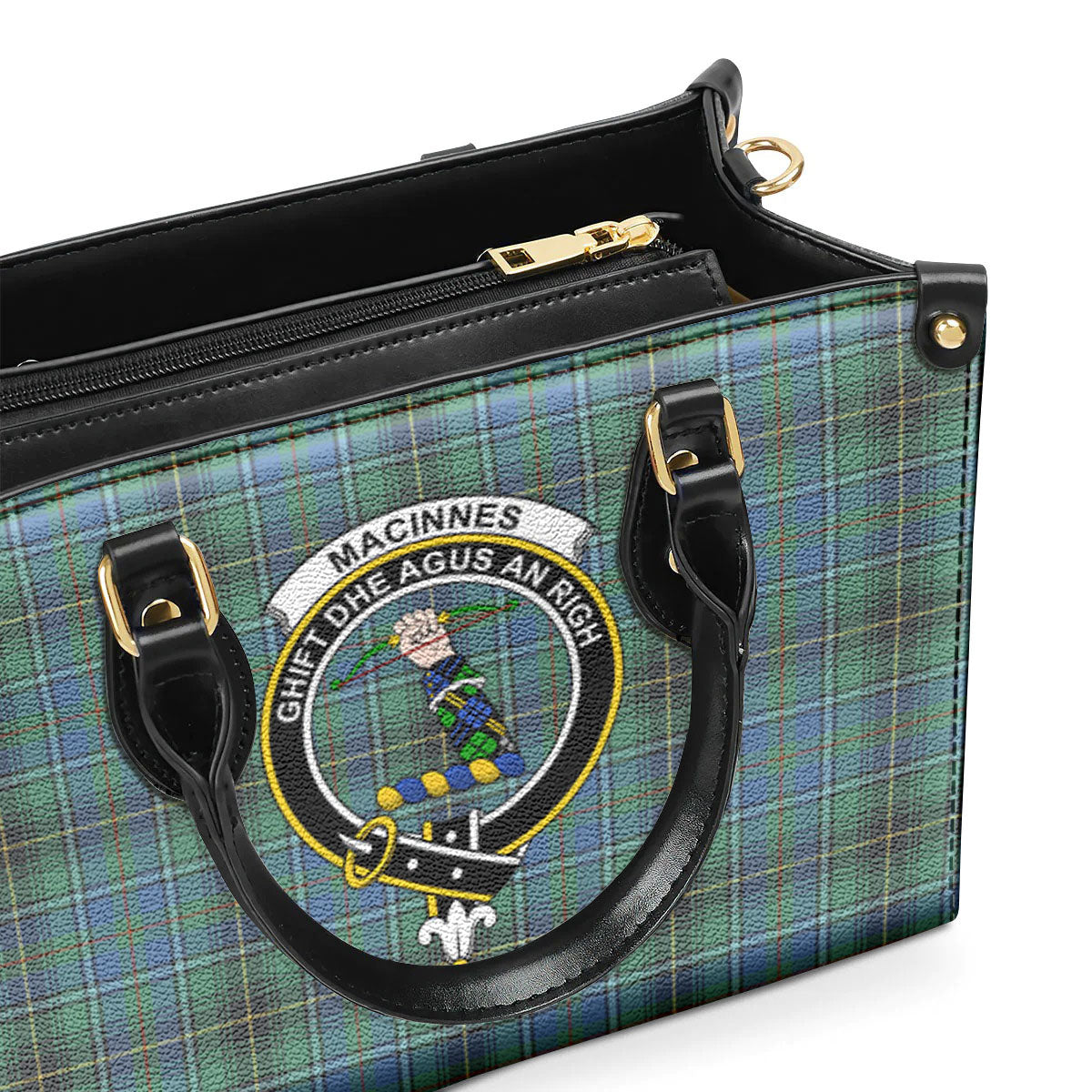 MacInnes Ancient Tartan Crest Leather Handbag