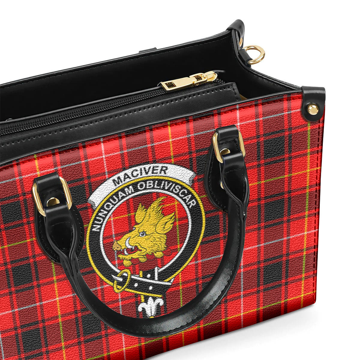 MacIver Modern Tartan Crest Leather Handbag