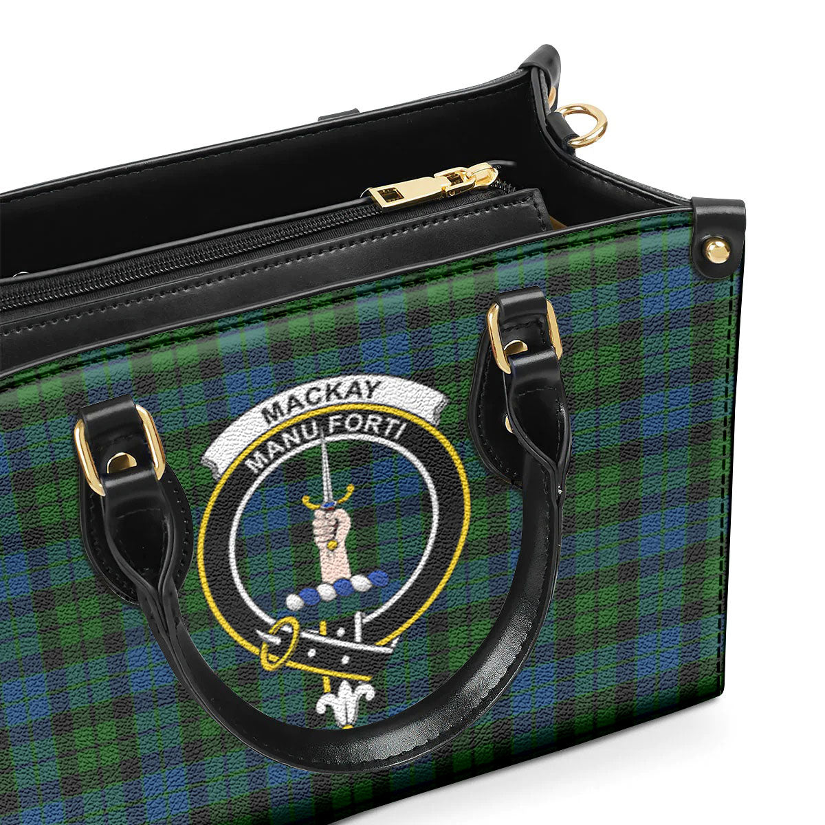 MacKay Modern Tartan Crest Leather Handbag