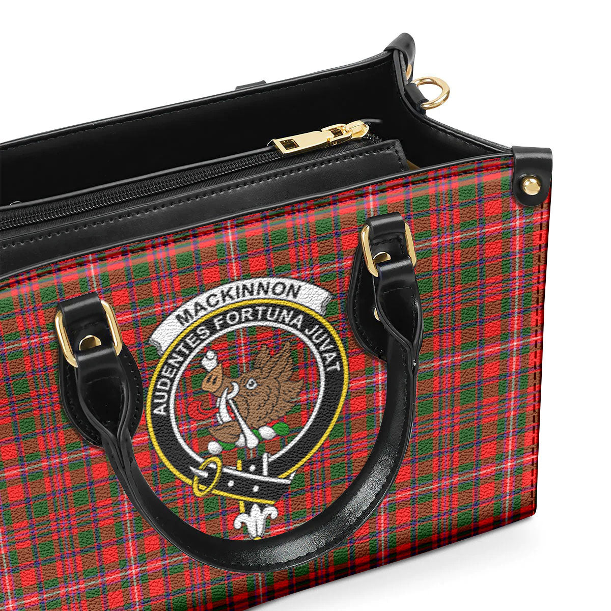 MacKinnon Modern Tartan Crest Leather Handbag