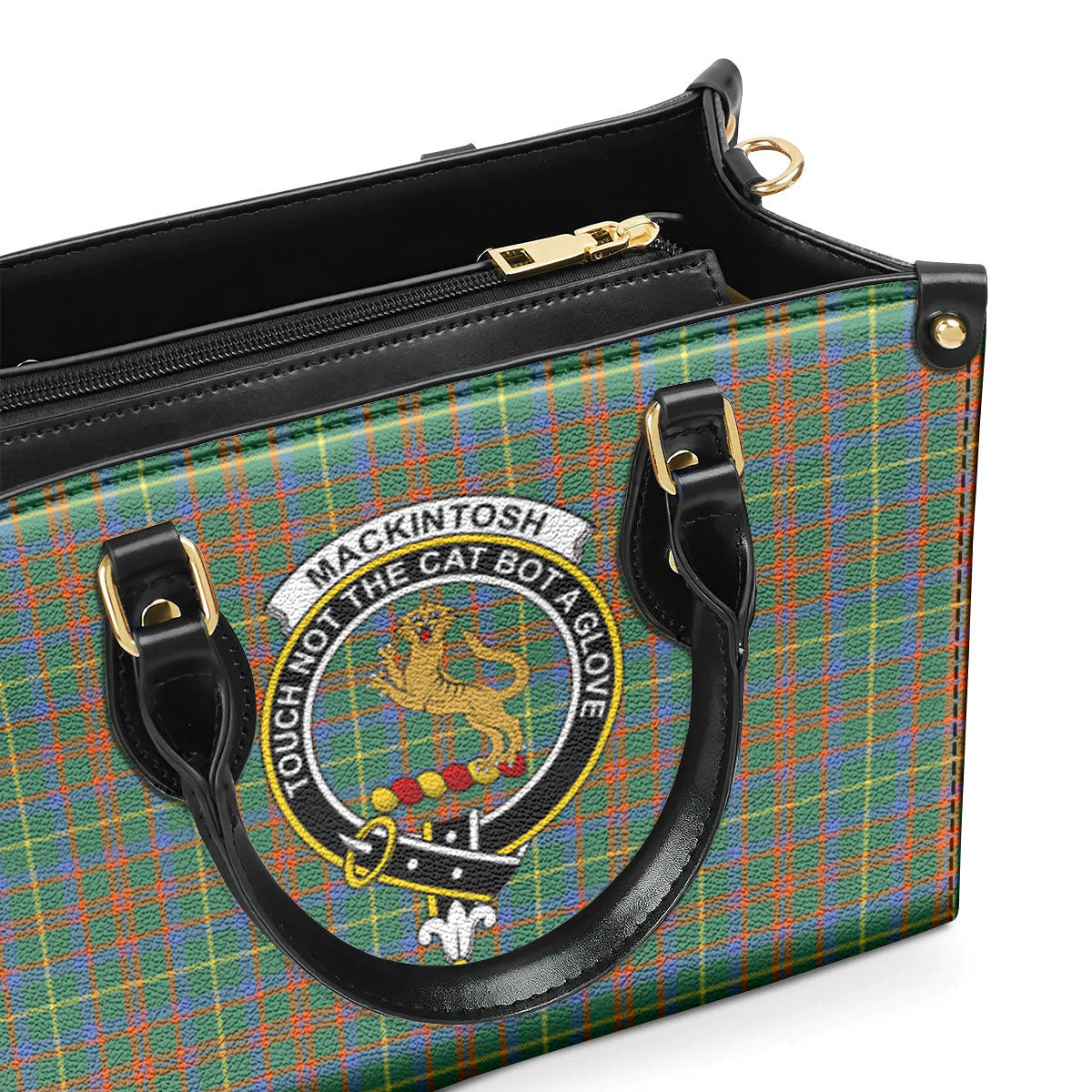 MacKintosh Hunting Ancient Tartan Crest Leather Handbag