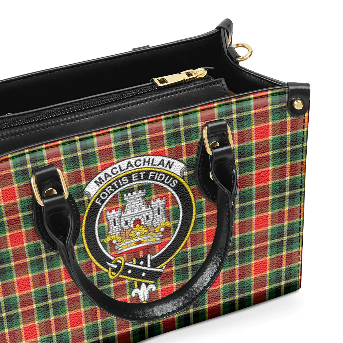 MacLachlan Hunting Modern Tartan Crest Leather Handbag