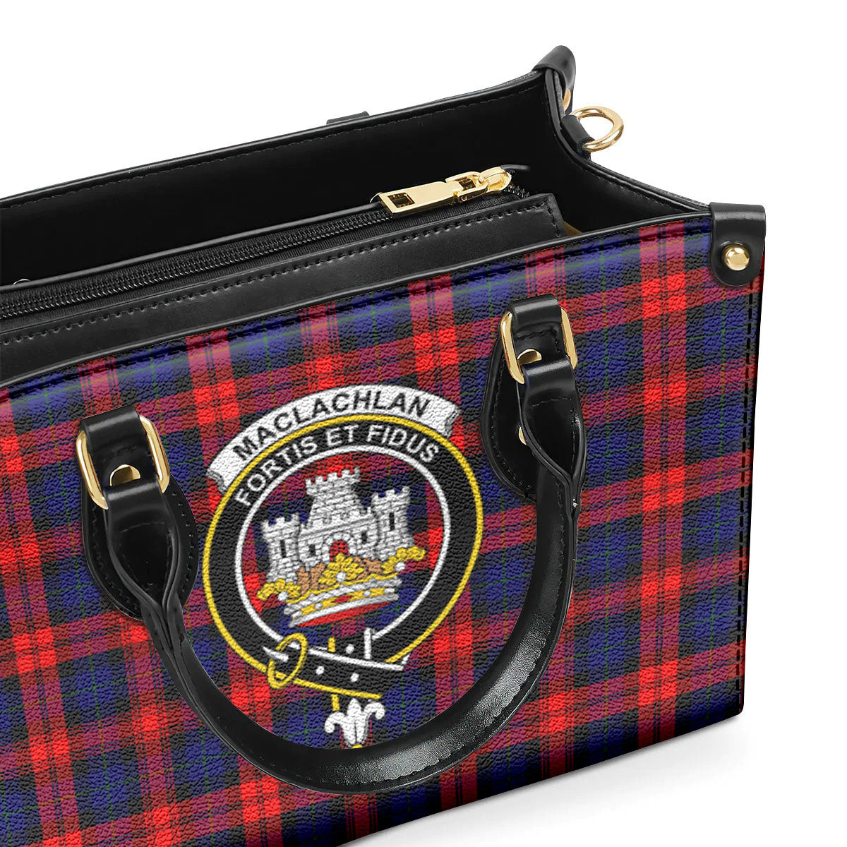 MacLachlan Modern Tartan Crest Leather Handbag