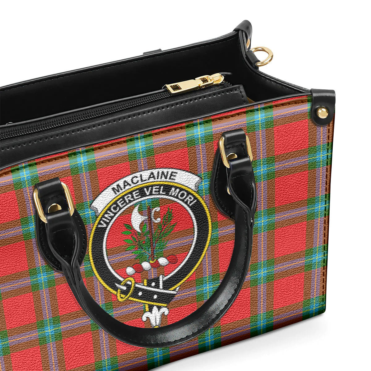 MacLaine of Loch Buie Tartan Crest Leather Handbag