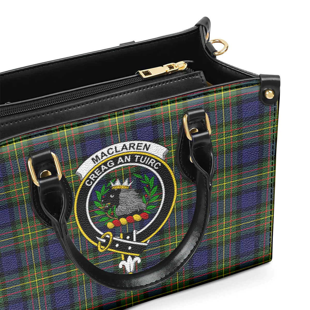 MacLaren Modern Tartan Crest Leather Handbag