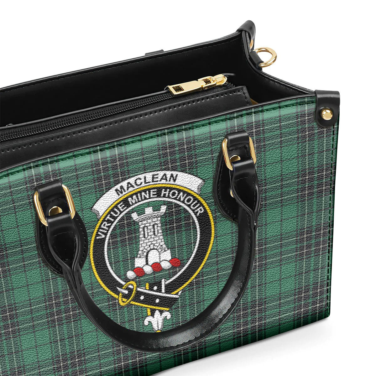 MacLean Hunting Ancient Tartan Crest Leather Handbag