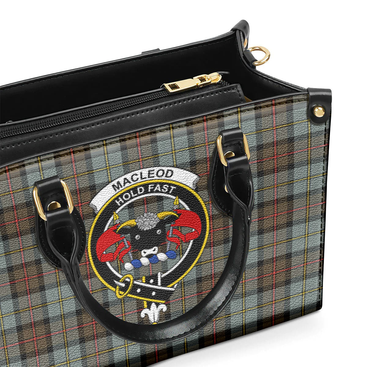 MacLeod of Harris Weathered Tartan Crest Leather Handbag