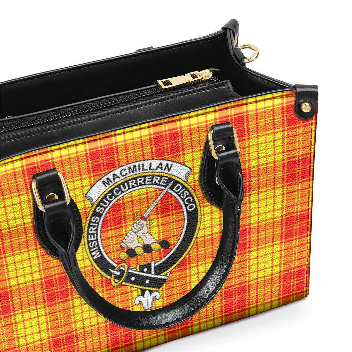 MacMillan Clan Tartan Crest Leather Handbag