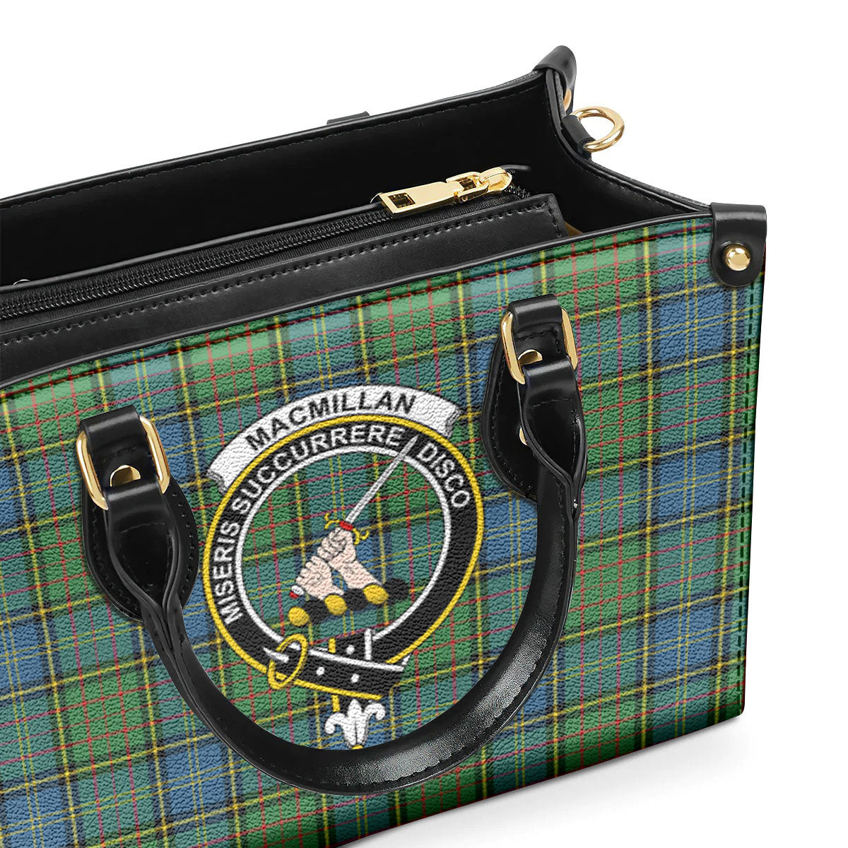 MacMillan Hunting Ancient Tartan Crest Leather Handbag