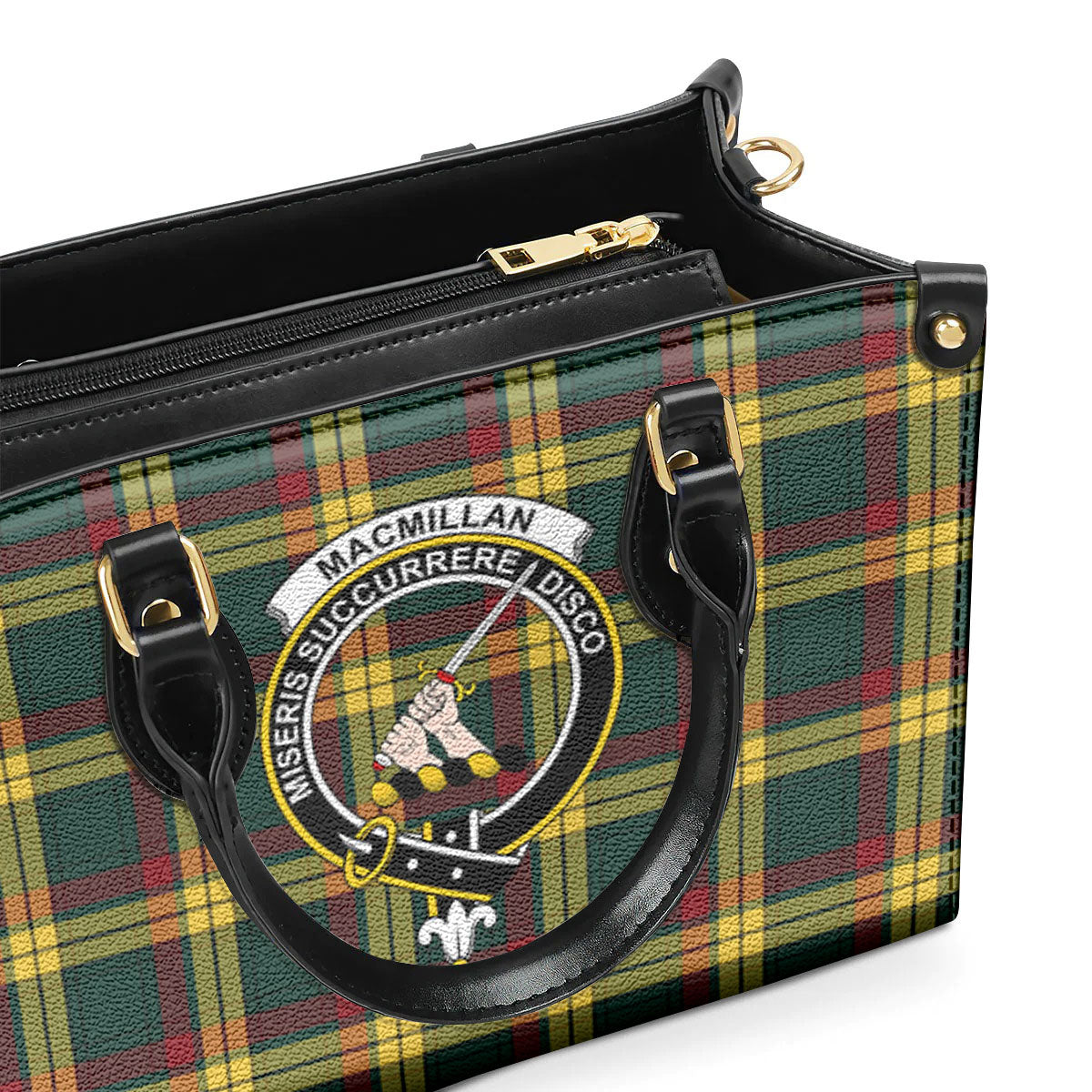 MacMillan Old Modern Tartan Crest Leather Handbag