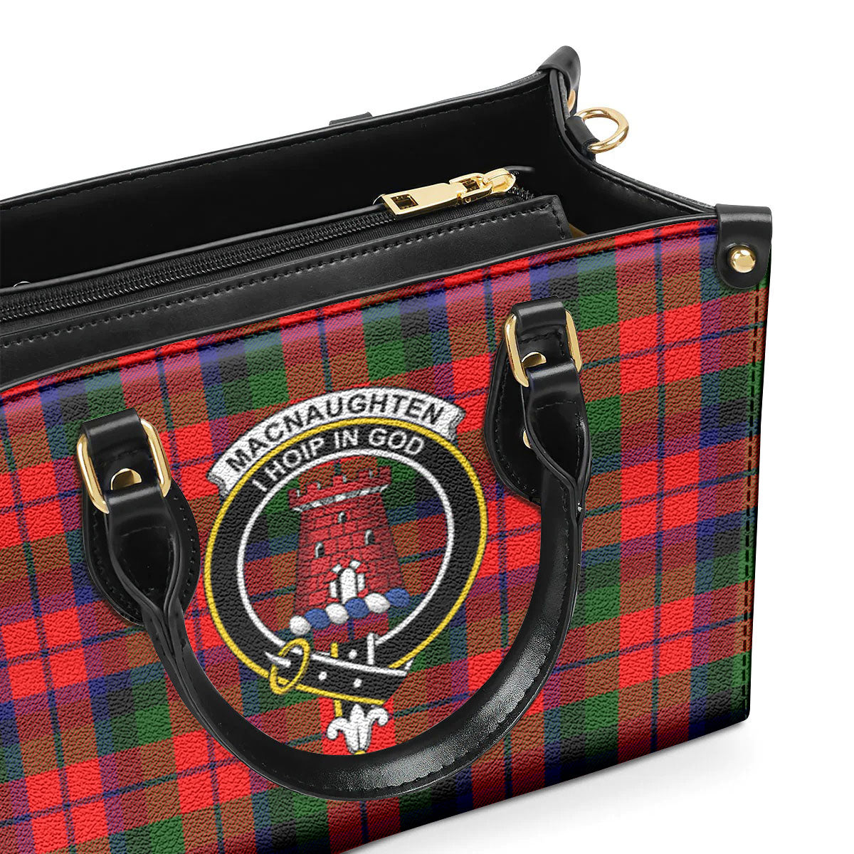 MacNaughten Tartan Crest Leather Handbag