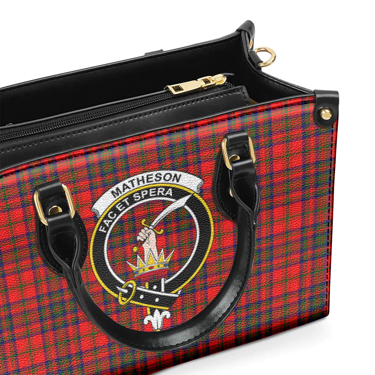 Matheson Modern Tartan Crest Leather Handbag