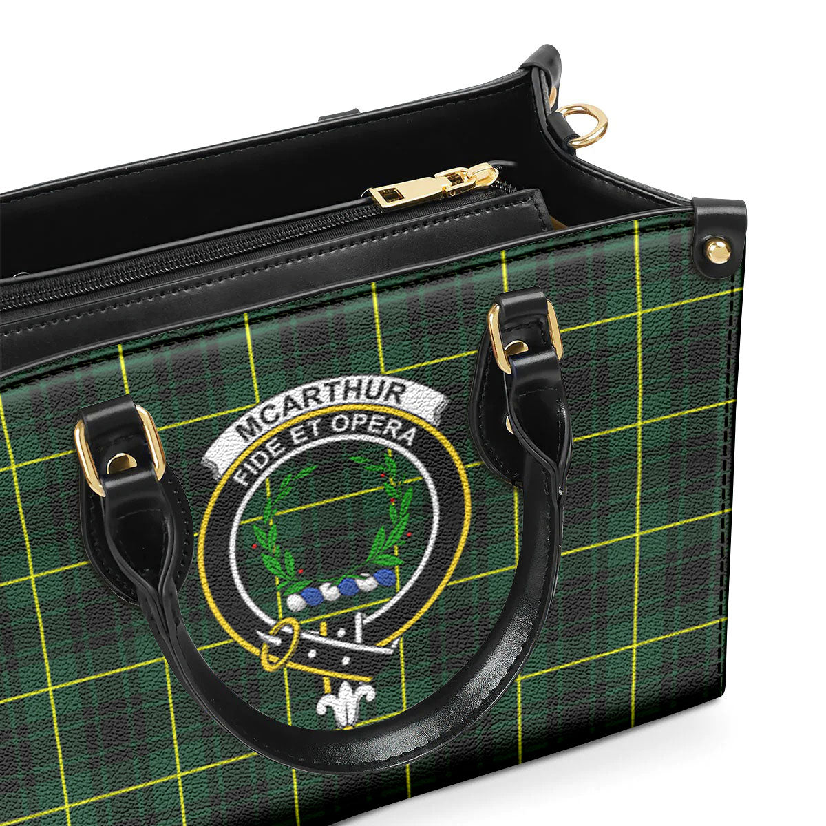 McArthur Modern Tartan Crest Leather Handbag