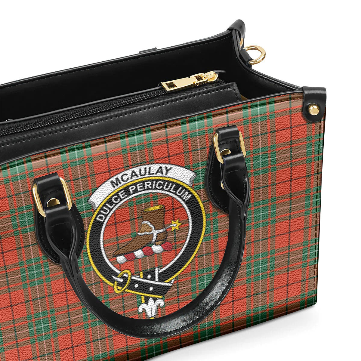 McAulay Ancient Tartan Crest Leather Handbag