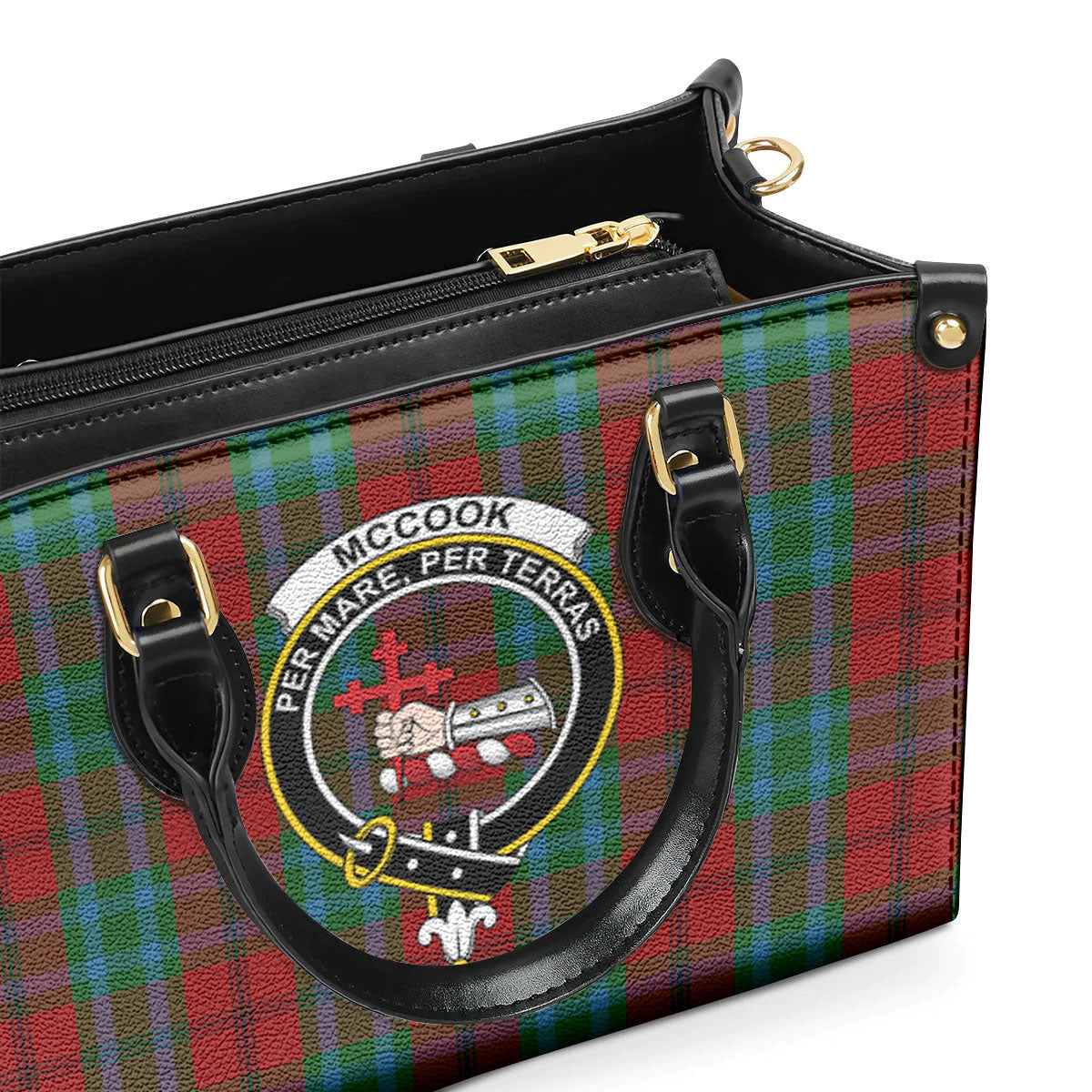 McCook Tartan Crest Leather Handbag