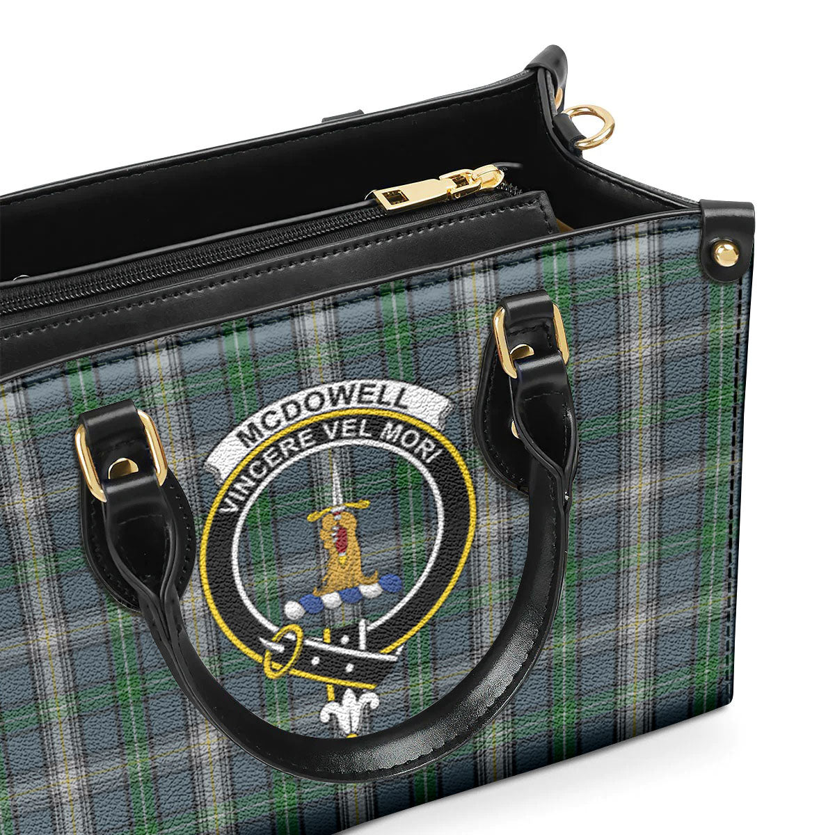 McDowell (MacDowell) Tartan Crest Leather Handbag